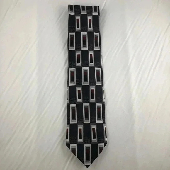 Valerio Garati Black Maroon Silk Tie 60” - Picture 2 of 3